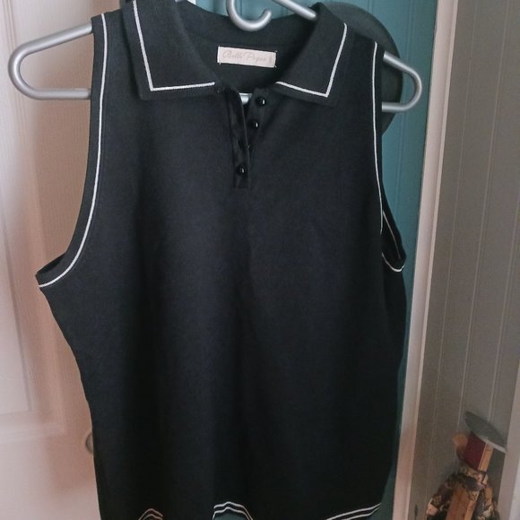 Bell Poque Sleeveless Summer Sweater Top w/ Collar - Picture 1 of 3